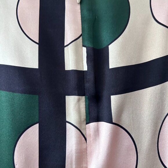 Piazza Sempione Geometric Silk Shift Dress with Neck Embellishment Jewels - Picture 6 of 9